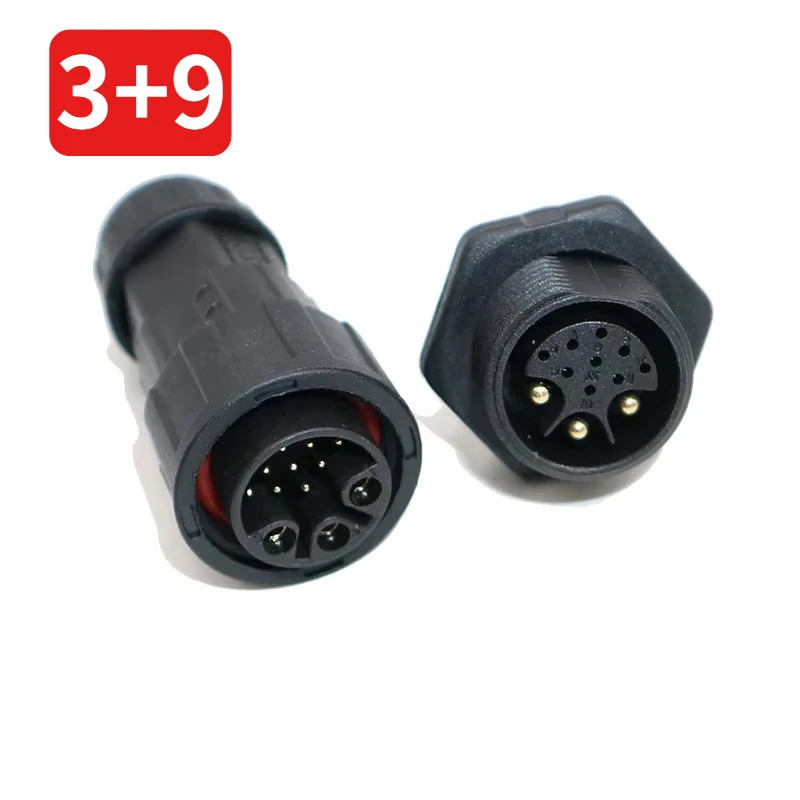 3-9-conector-de-corrente-sinal-hibrido-a-prova-d'agua-ip68-abertura-20mm-grau-industrial-macho-femea-placa-de-painel-soldado-tomada