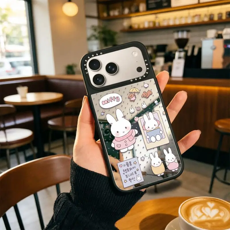 Cartoon Kawaii New Style Applicable To Apple18 Phone Case Mirror Surface Drop-resistant Good Heat Dissipation Ultra-thin Miffy