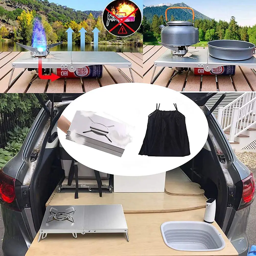 

Folding Camping Table Premium Alloy Wood Edges Compact Outdoor Picnic Travel Barbecue Beach Lightweight Strong Easy Carry