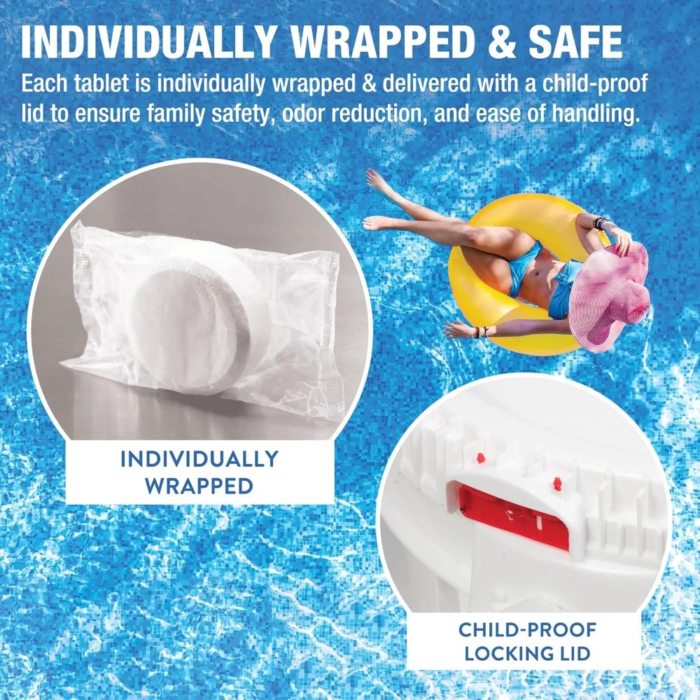 أقراص الكلور المستقرة مقاس 3 بوصات لتعقيم حمامات السباحة |   99% ثلاثي كلور نقي، 90% كلور متوفر
