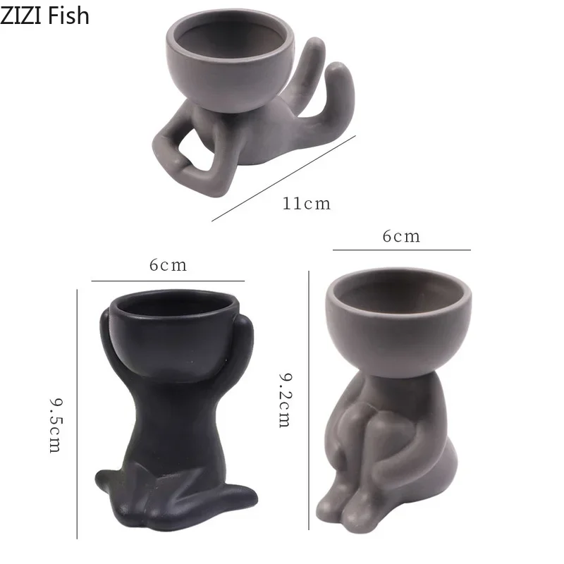 Streszczenie czarni ludzie ceramiczna doniczka na kwiaty kompozycja kwiatowa dekoracja stołu postać z kreskówki Mini doniczka Home Decor