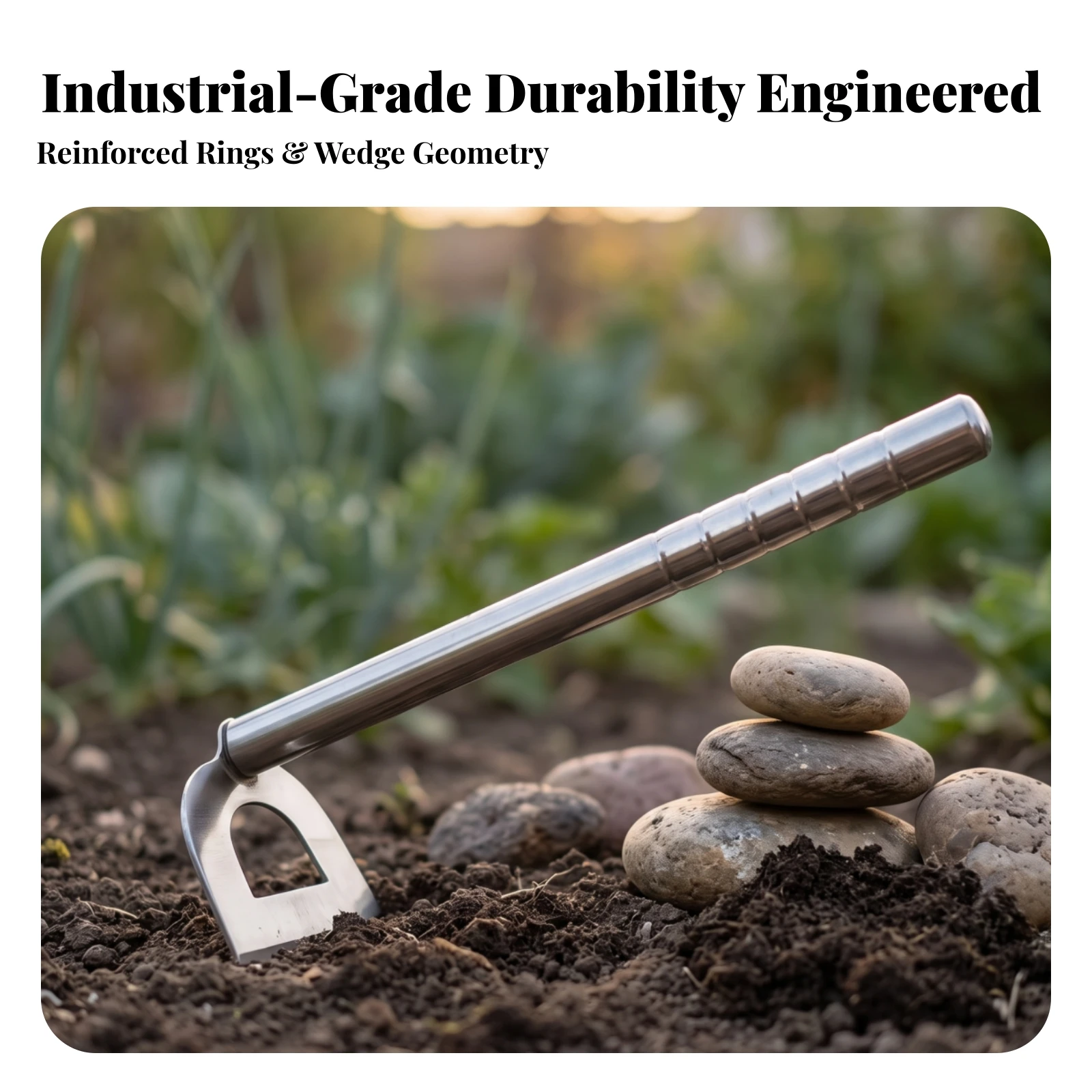 Garden Hand Tool with Hollow Hoe Head Lightweight Hollow Hoe Sturdy Portable for Gardeners, Soil Loosening, Yard