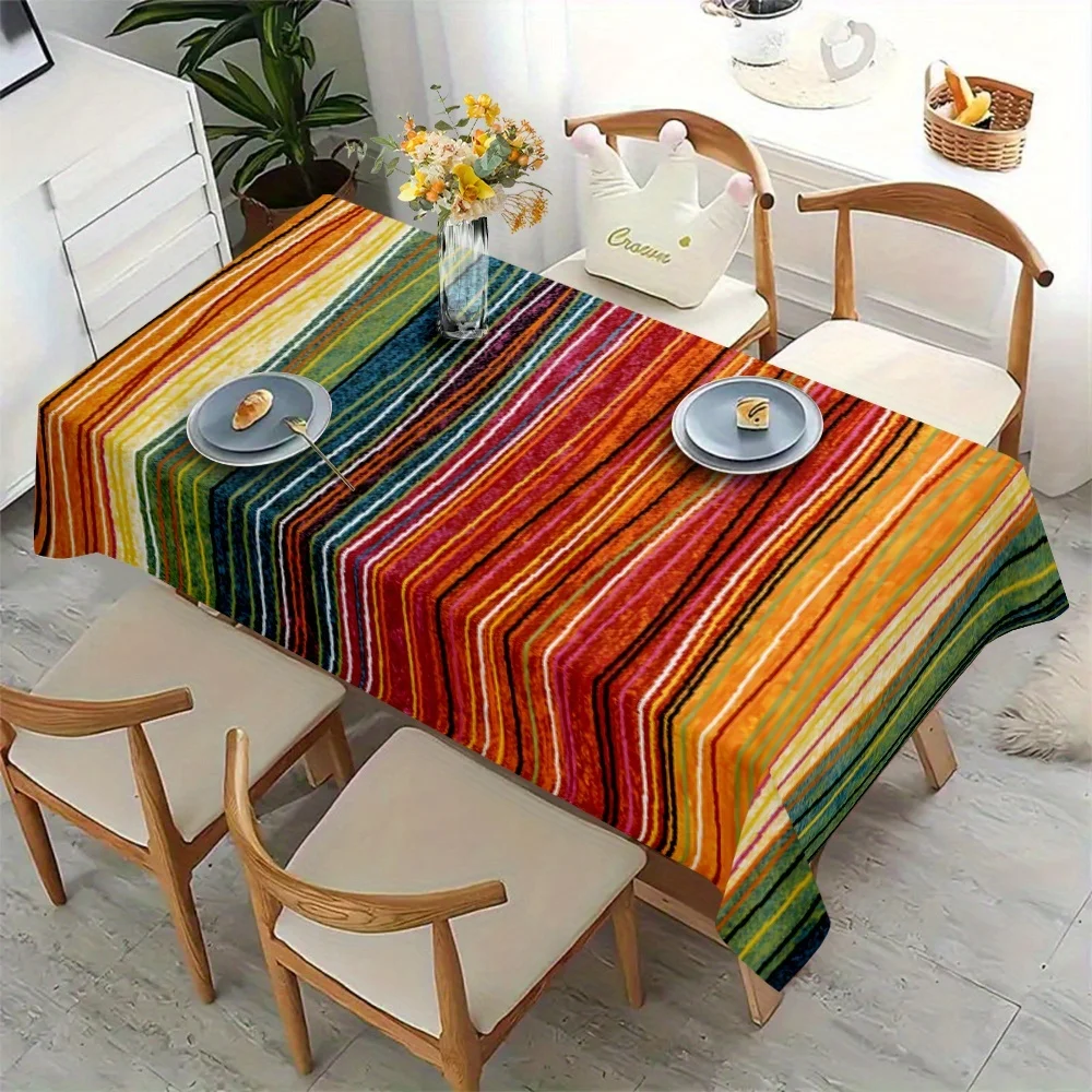 Bright red, orange, yellow, blue, green and black tablecloths - high-quality, easy-to-clean polyester table mats.XY view 3