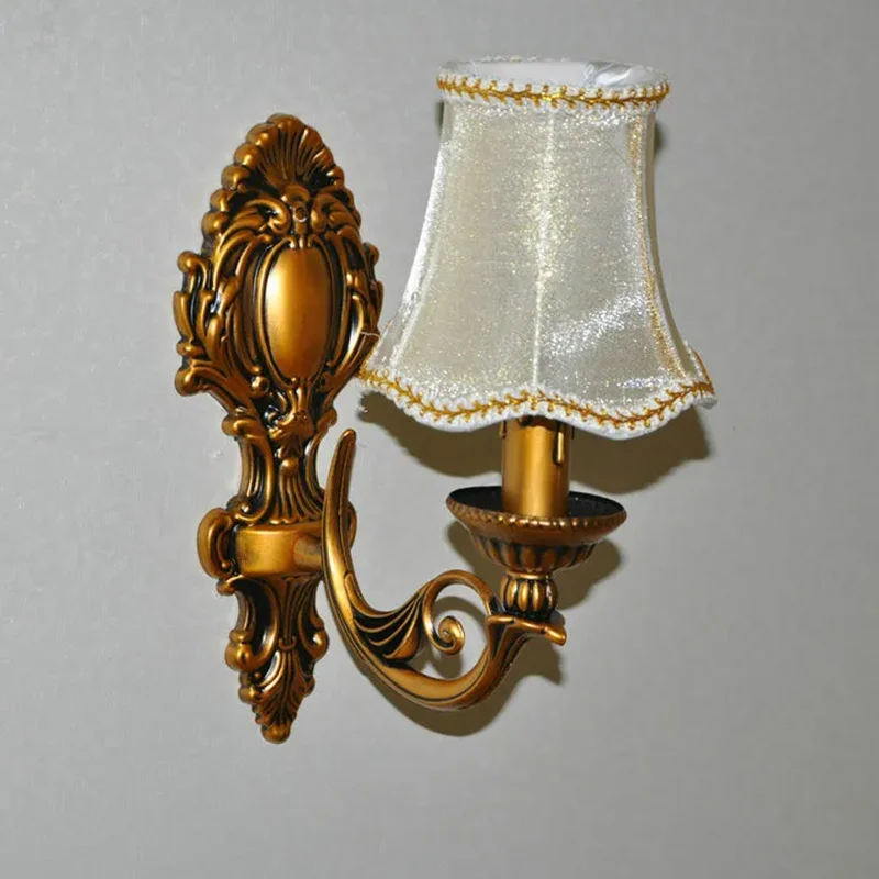 Modern Antique retro Bronze wall light  fashion vintage cloth lampshade bedroom bedside sconce  lamp E14 bulb