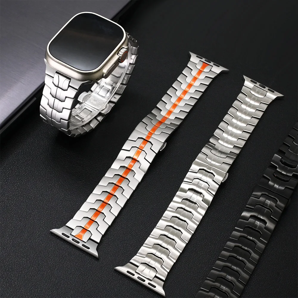 Cinturino a maglie in metallo per Apple Watch Ultra 2 49mm 10 46mm Cinturino di lusso in acciaio inossidabile per IWatch Series 9 8 7 6 SE Bracciale business