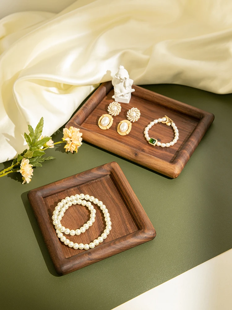 

Solid Wood Black Walnut Jewelry Display Holder Rings Bracelets Display Plate Bangle Display Tray cajas carton regalo