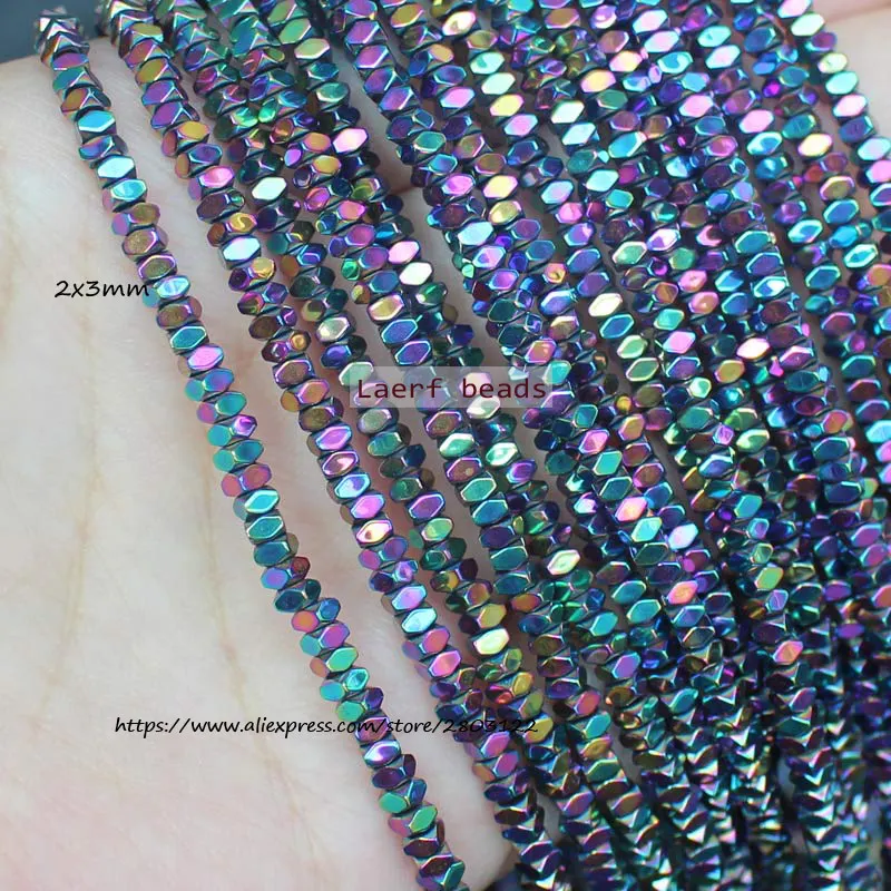 2x3mm Natural Hematite Very Shining Faceted Square Beads\