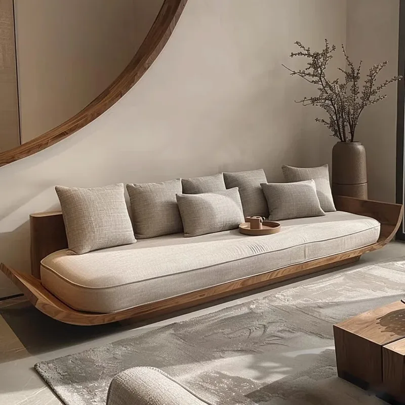 Wabi Sandy Solid Wood Natural Edge Straight Row Sofa