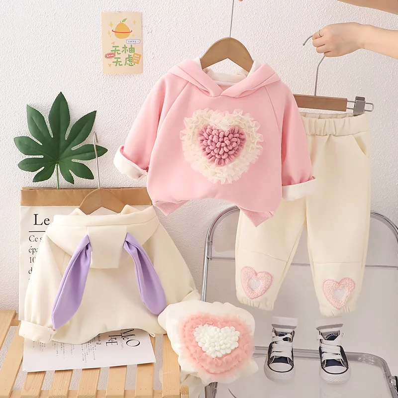 

Girls Clothes Sets Autumn Winter 2024 Children Cute Sweatshirts Coats Pants 2pcs Hoodies Suit For Baby Jogging Tracksuits Kids 5