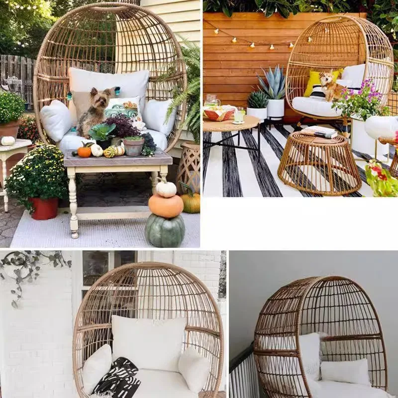 Outdoor rattan chair single person Bird's Nest sofa Celebrity Furniture Resort outdoor balcony small table and chair combination