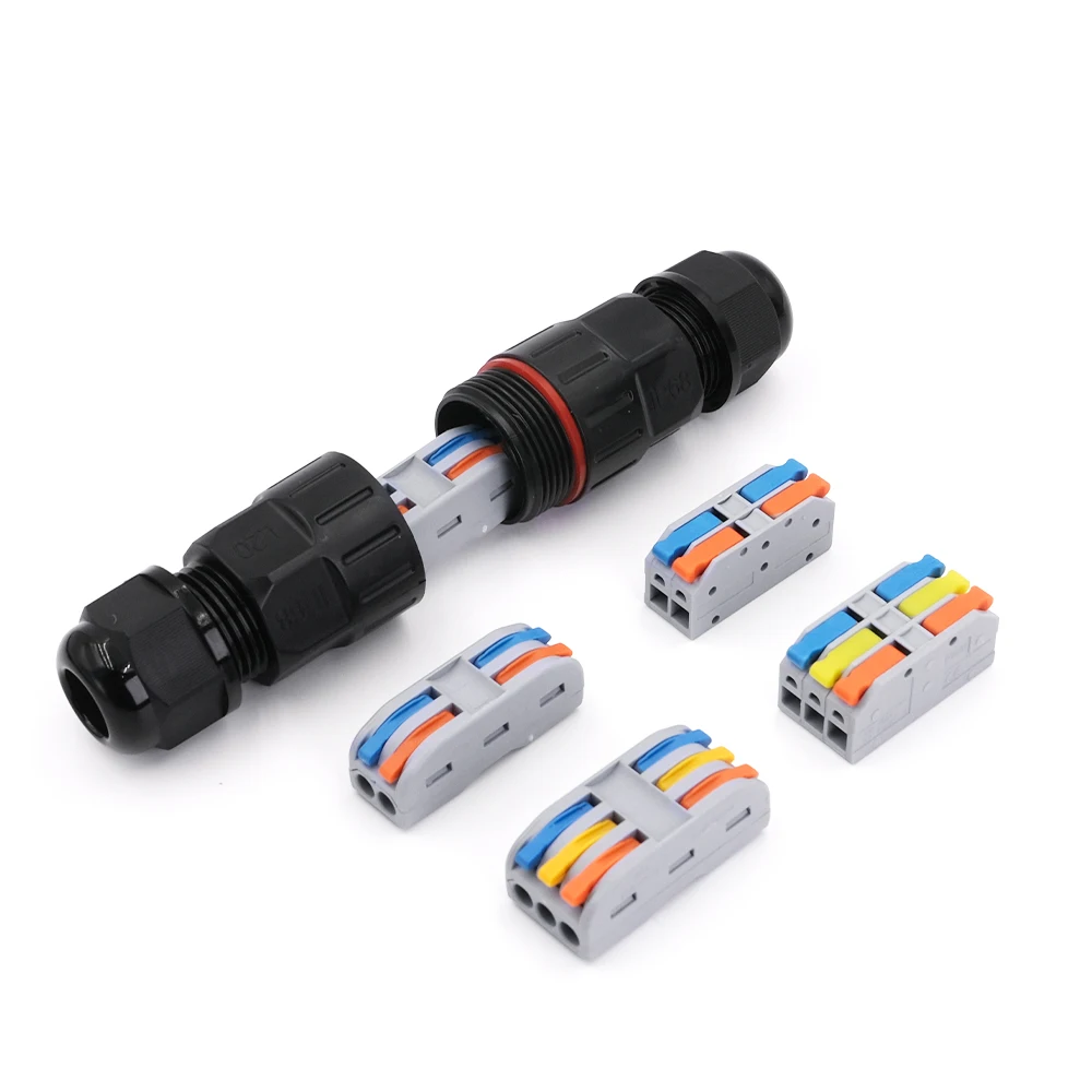IP68 Waterproof 2/3 Pin Wire Connector, Solderless Quick Connect Terminal for LED Lamp & Outdoor Lighting