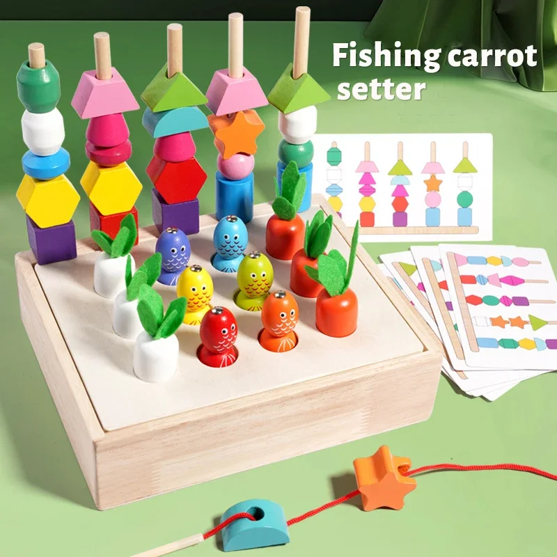 Jouets en bois Montessori pour enfants, perles colorées, forme de couleur assortie, jouets d'apprentissage, jeu de Puzzle, jouet d'interaction Parent-enfant