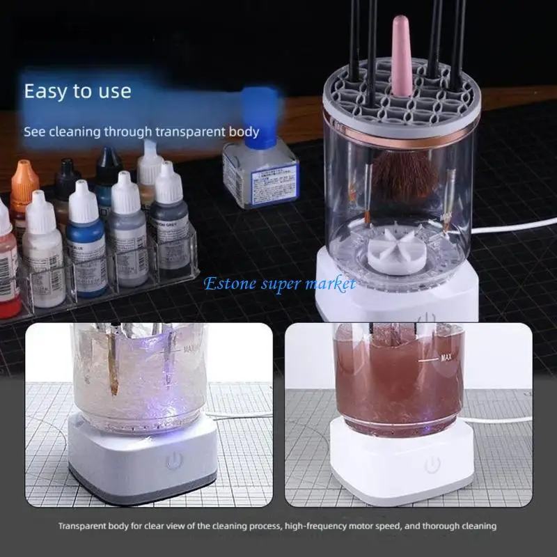 090B Electric Model Paint Brush Washer with One-Button Cleaning and Clear Cup