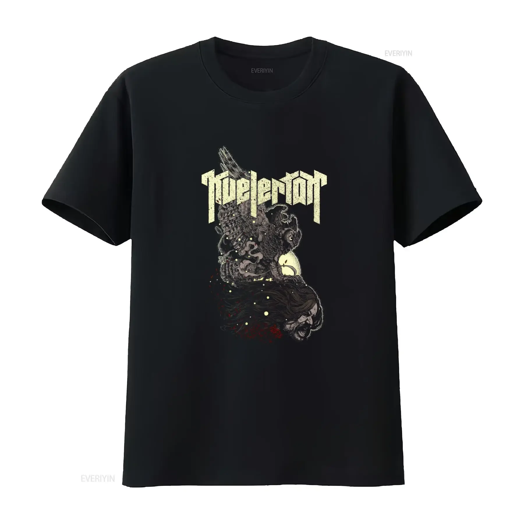 KVELERTAK CD Logo Decapitation Owl Flying with Head T Shirt 2X New Split Meir vintage Washed designer clothes Breathable