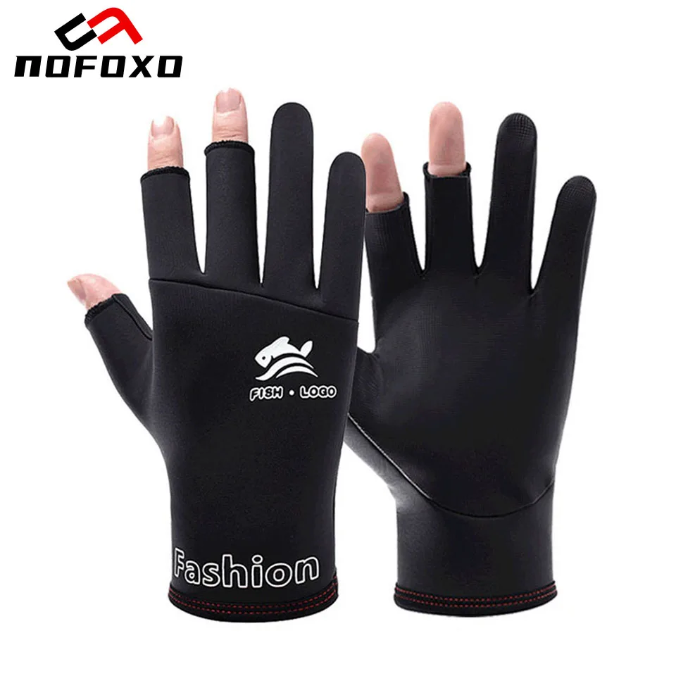 NOFOXO Anti-Slip Waterproof 3 Cut Fingers Fishing Gloves Windproof Anti-Slip Wear-resistant Anti-cutting Cycling Outdoor Unisex