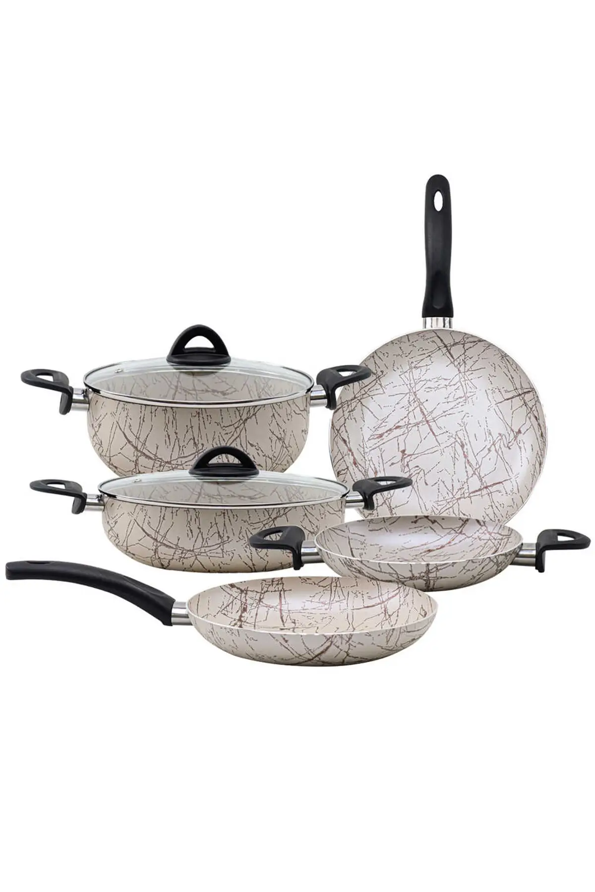 

Lily 7 Piece Granite Pot Pan Set Cream Kahvean 20 Cm - 1 PCs Frying Pan 24 Cm - 1 PCs frying Pan 26 Cm - 1 PCs Cookware 22 Cm - 1