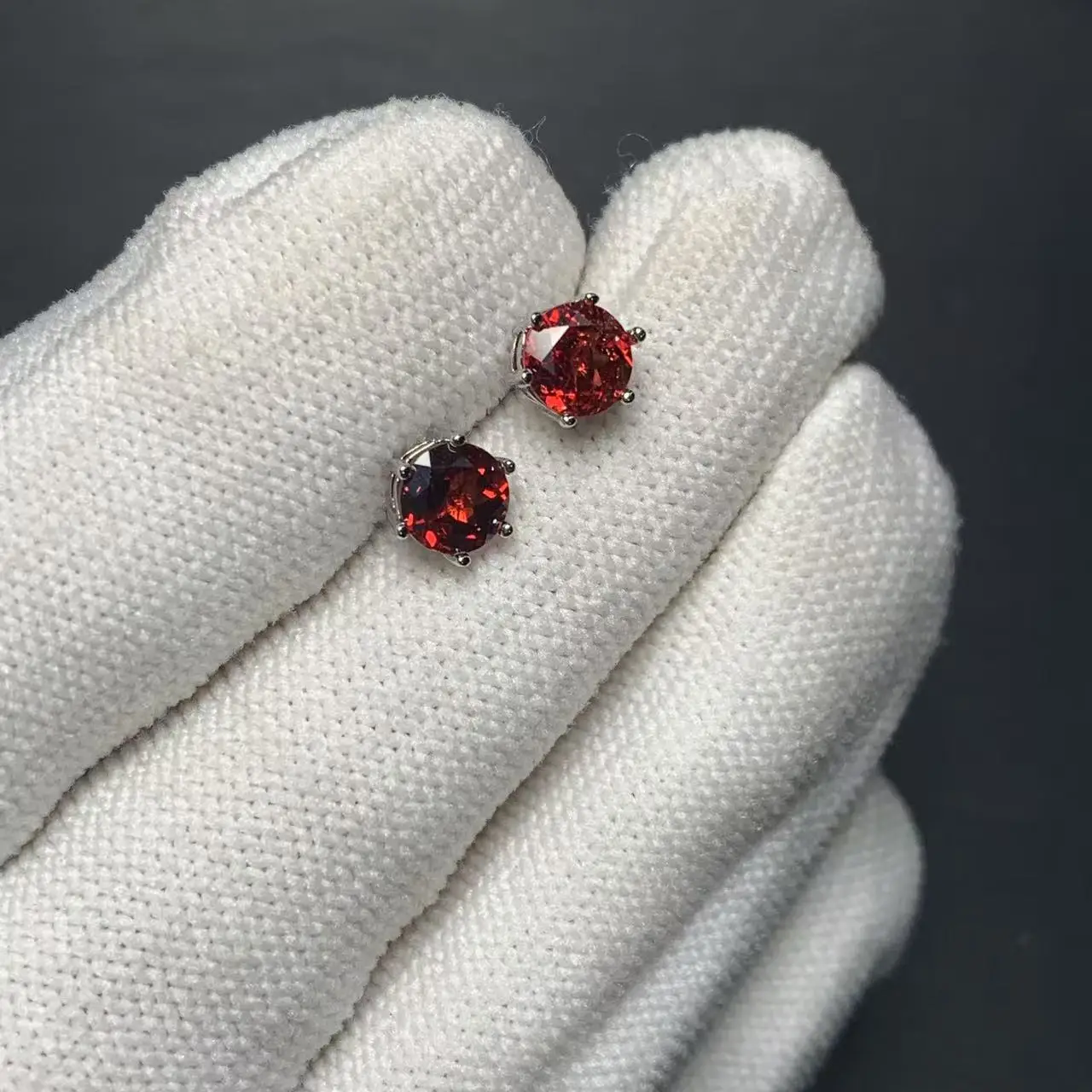 Natural Garnet 925 Sterling Silver Stud Earrings for women Jewelry Gift Prevent allergy gem jewelry Genuine Red Stone