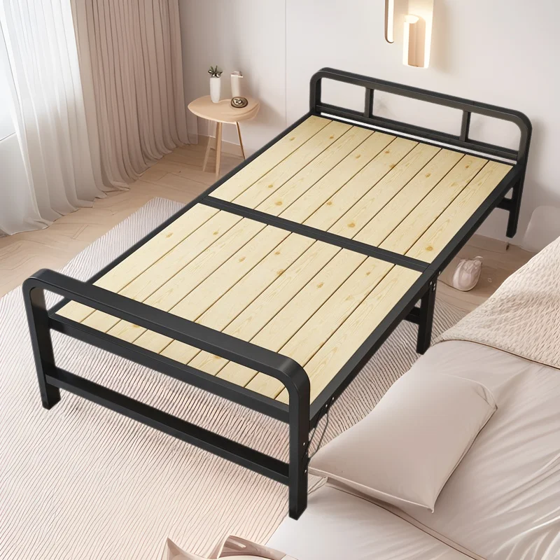 

Single 1 meter 1.2 meters wooden folding bed rental single bed steel wood folding household disaster