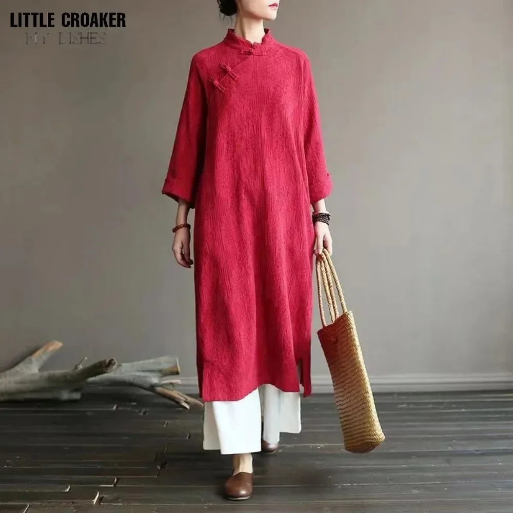Halloween 2025 Retro Improved Qipao Navy Qi Pao Modern Dress Woman A-line Cheongsam Long Dress Female Versear Women Autumn Cheo view 4