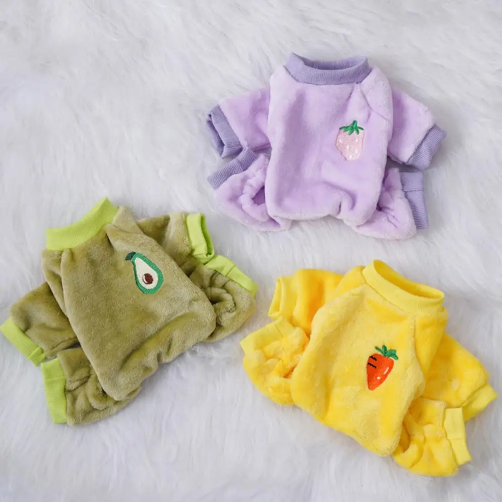 Dog Jumpsuit Pajama,Pet Clothes Fruit Pattern,Flannel,Soft Cat Dog Clothes,Four-legged Pyjamas Overalls,Pet Supplies