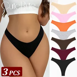 3PCS Seamless Thong Cotton Women Thin Strap Low Waist High Flexibility Panties Sexy Underwear Ladies Briefs T-back Soft Women