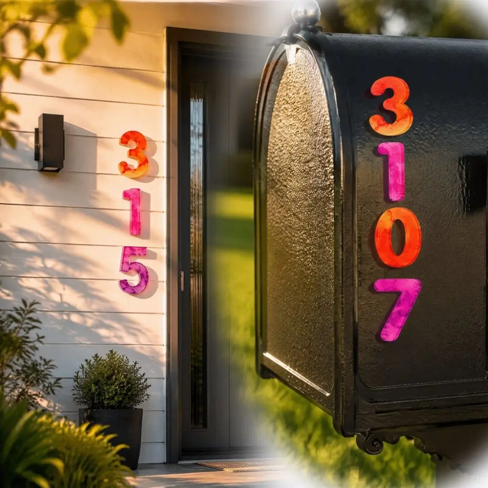3D Raised House Number Stickers Waterproof Self Adhesive Address Number Sign Acrylic Multi-Color Door Number Plaque Office