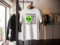 I STORMED AREA 51 T SHIRT ALIENS FUNNY GIFT UFO MARTIANS ADULTS KIDS