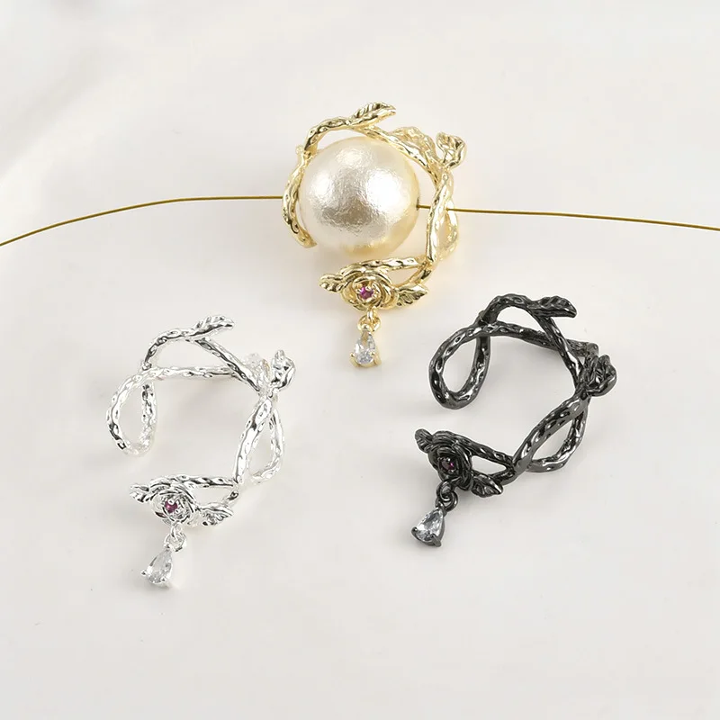 14k Bag Gold Thick Silver Color Rose Bag Bead Ring Bead Spacer DIY Handmade Beaded Bracelet Necklace Jewelry Accessories