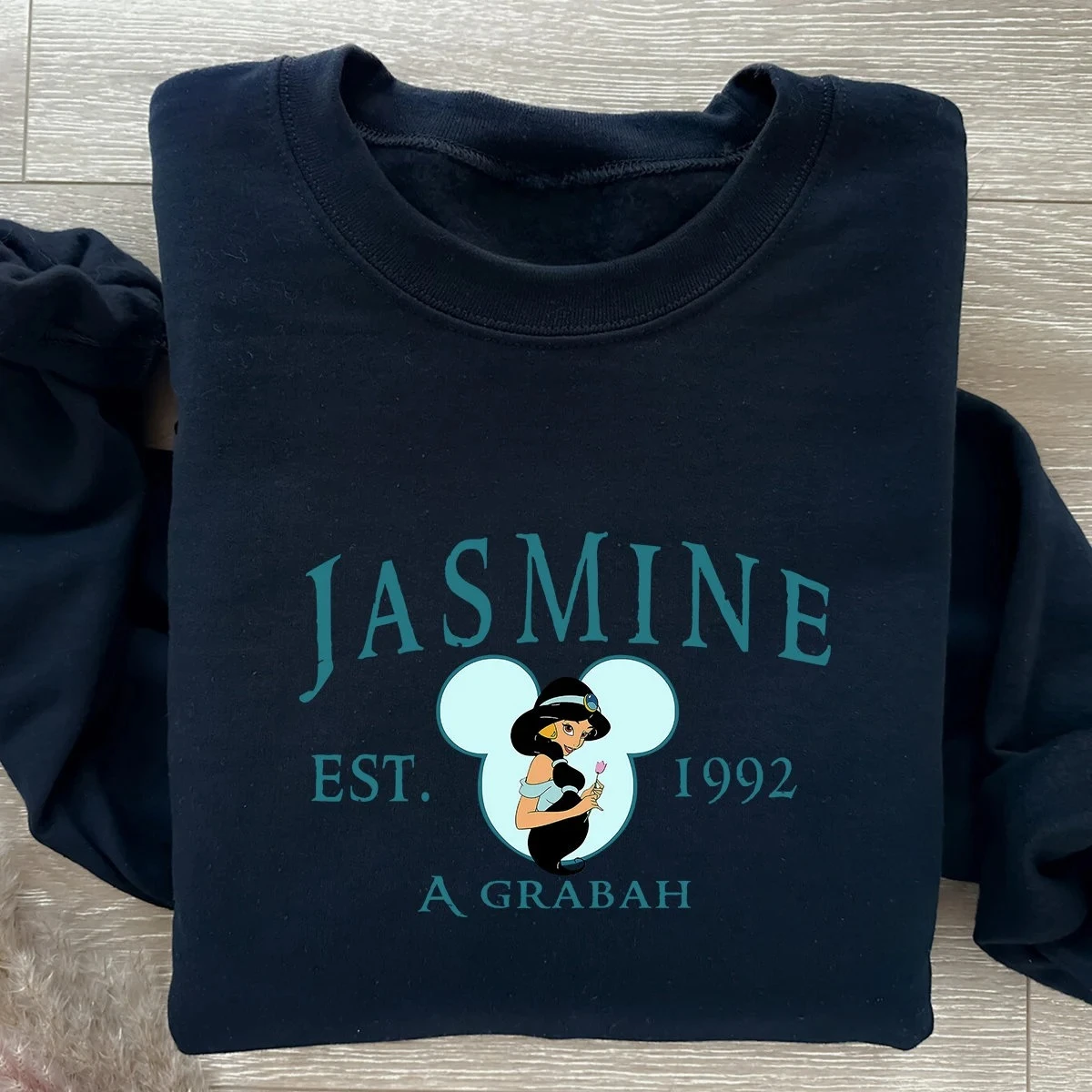 Felpa con cappuccio Disney Princess Jasmine, per ragazzi e ragazze, tessuto leggero, cotone, adatta per abbigliamento autunnale e invernale,