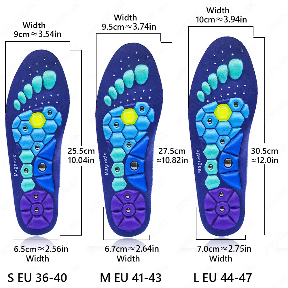 Sport Magnetic Therapy Massage Insoles for Shoes Foot Acupressure Soft Shock Absorption Deodorant Running Unisex Orthopedic Pads image 6