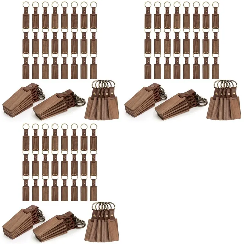 

B08B-120 штук деревянных заготовок для брелоков с кожаными ремешками, заготовки для гравировки, для самостоятельного изготовления различных брелоков и бирок для ключей.