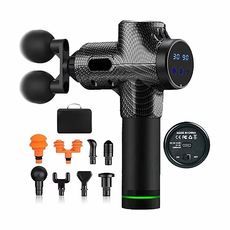 

Пистолет-массажер с индивидуальным логотипом, 30-скоростной массажер для ударной терапии мышц, пистолет с ЖК-экраном, портативный вибрационный массажный пистолет для глубоких тканей