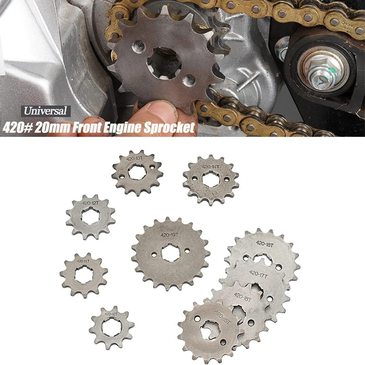 Motorcycle Pit Dirt Bike ATV Go kart Quad 420 20MM Chain 10 11 12 13 14 15 16 17 18 19T  Front Engine Sprocket Cog For 50-125cc