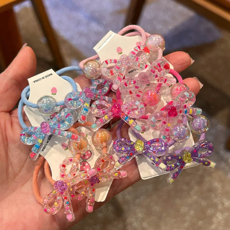2 piezas de bonitos lazos coloridos para la cabeza de princesa, bandas elásticas para el cabello para niñas, accesorios para el cabello, cuerdas para el cabello para niños