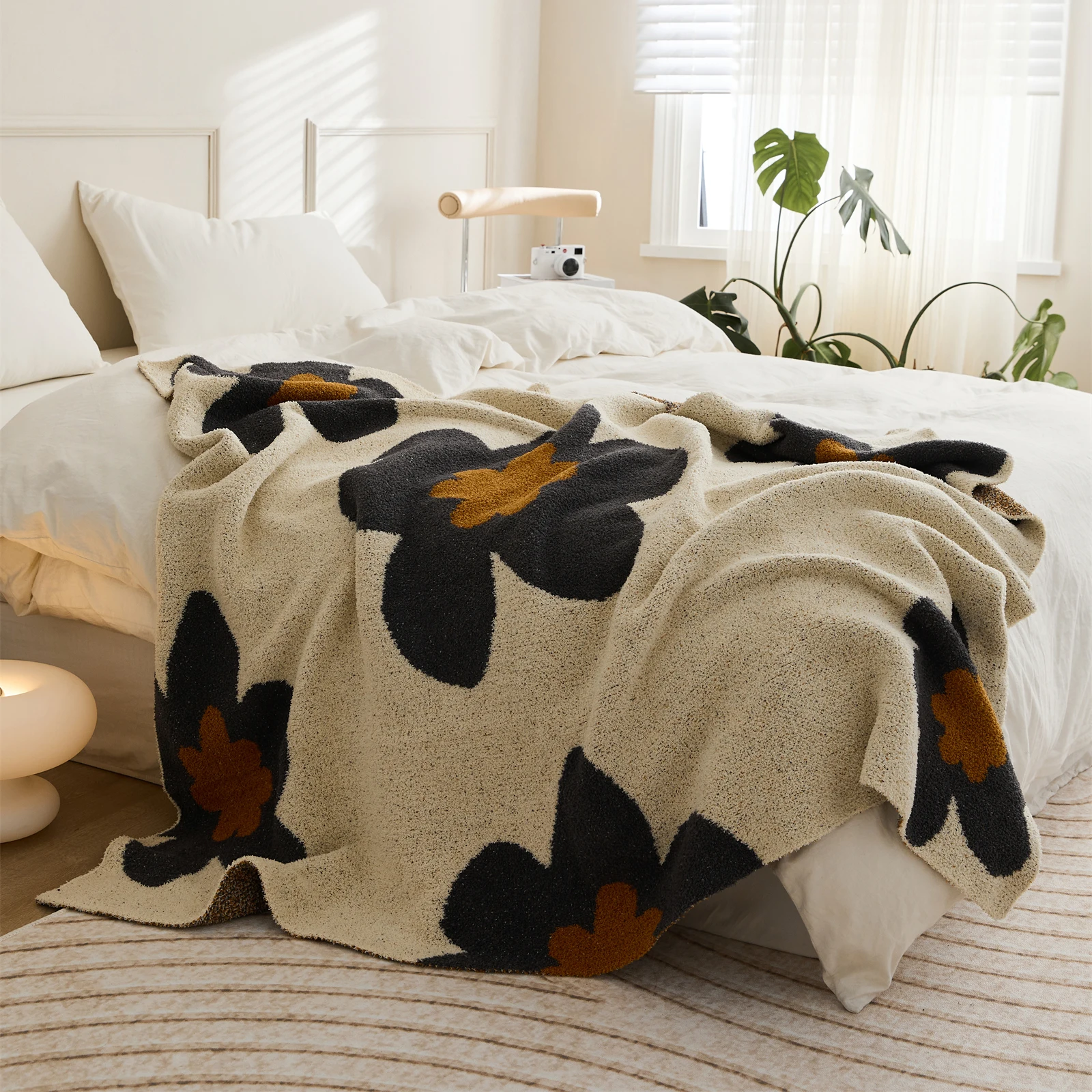 REGINA Brand Super Soft Cozy Floral Blanket Downy Hairy Fluufy Microfiber Knitted Throw Blanket For Bed Sofa Decorative Blankets