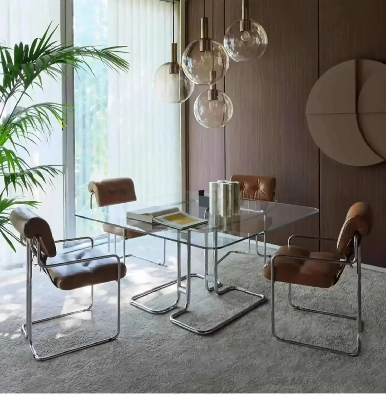 Second-hand Office Chair Stainless Steel Dining Chair Bauhaus Retro Negotiation Chairs Leisure Desk Chair Designer Single Chairs