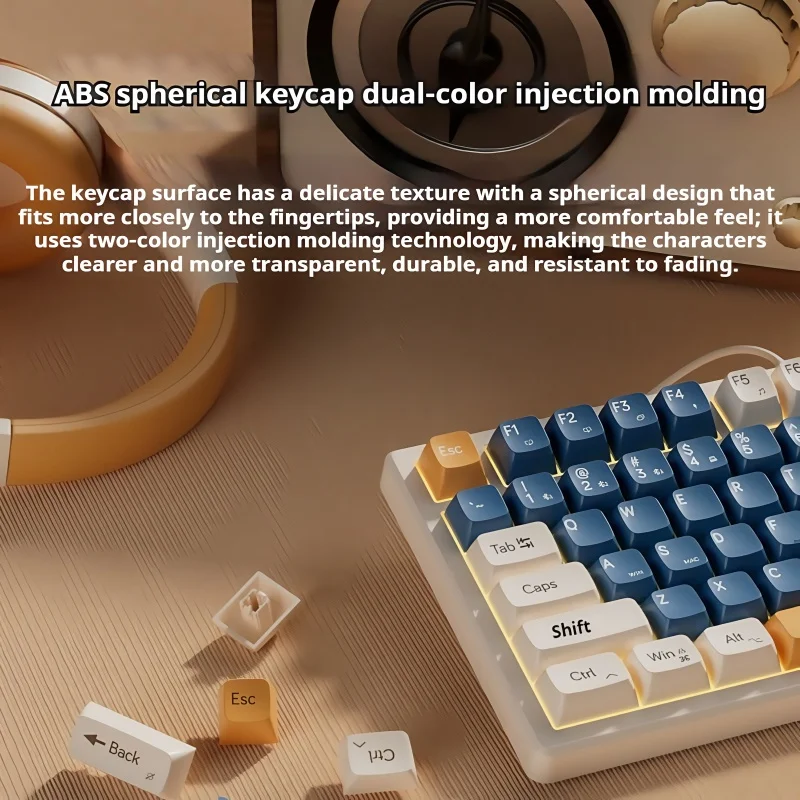 Z75b+ Keyboard Mute Button Ergonomic 75% Configuration Silky Touch PBT Ball Shaped Keycap Multifunctional Knob RGB ABS Material