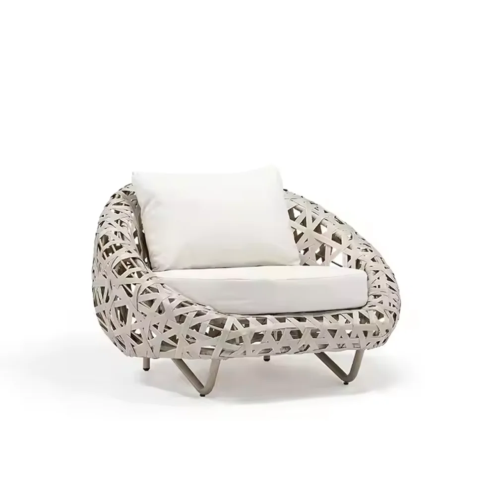 Nordic Style Hand Woven Rattan Outdoor Sofa Set Garden Furniture Comfortable Weather Resistant Sofa for Outdoor Living Space