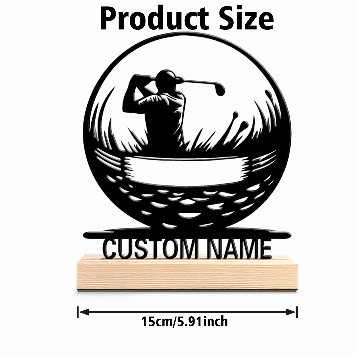 1pc Fun Personalized Custom golf Metal Statues Desktop sculpture with wooden base suitable for pet grooming