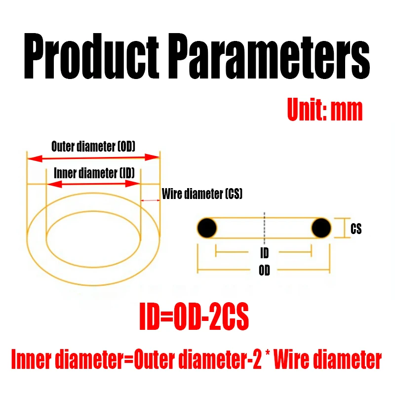 1PCS FKM O Ring Seal Gasket Thickness CS 6mm OD 28-450mm Oil/High Temperature Resistance Washer Fluorine Rubber Spacer