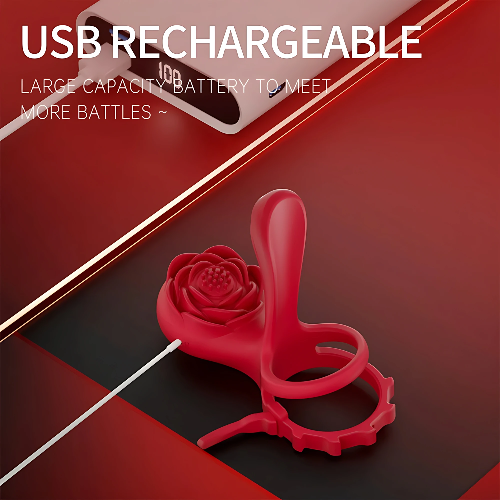 Vibrating Cock Ring Penis Rings Vibrator with Rose Clitoral Stimulator Delay Ejaculation Remote Control Adult Sex Toys for Men - Image 4