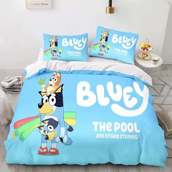 Bluey Cartoon 3pcs Bedding Set for Kids Bingoes Bedroom Super Soft and Comfortable Quilt Cover Children Birthday Christmas Gift