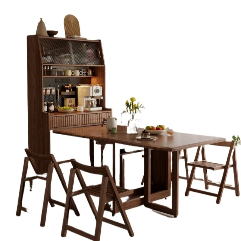 Integrated household small apartment wall side cabinet high cabinet living room locker with foldable dining table