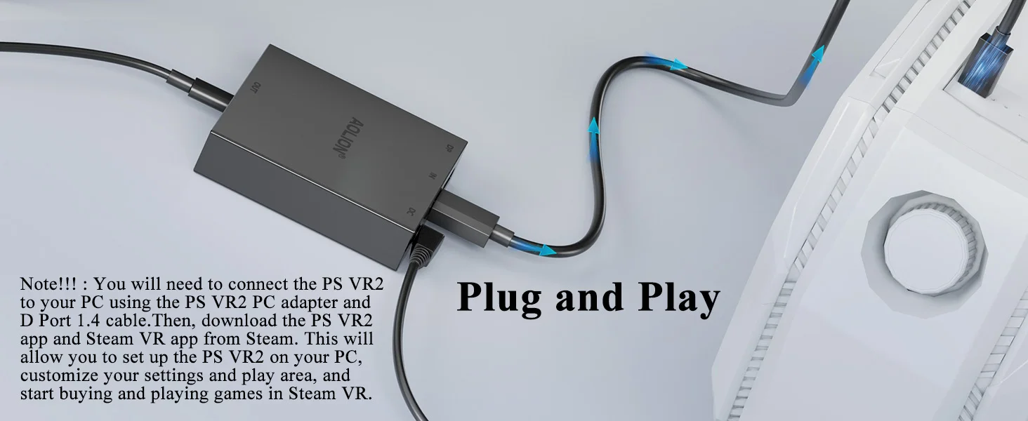 AOLION PS5 VR2 PC Converter Adapter Kit - Virtual Reality Gaming Adapter for PS5 to PC