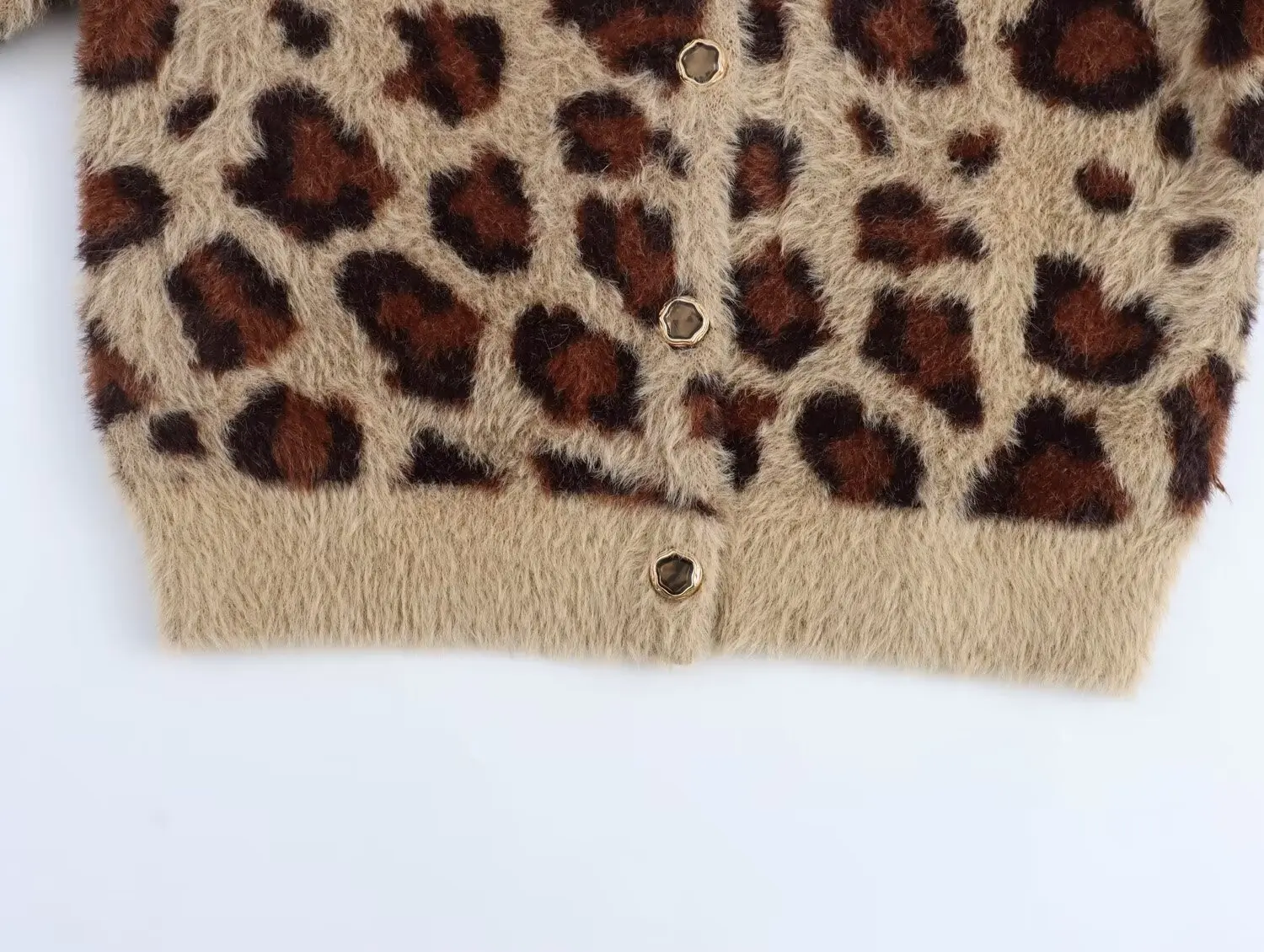 Dave&Di High Street Fashion Leopard Pattern Single Breasted Coat Women Knitted For 2024 Spring Sweaters Knitwear Cardigans