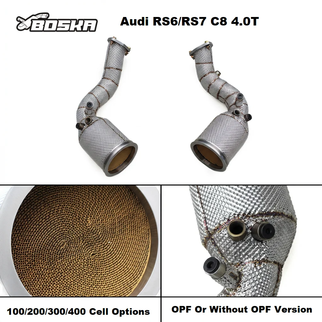 

Custom Catted Downpipe For Audi RS6/RS7 C8 4.0T 2019-2024 Stainless Steel Pipes With Catalyst Exhaust High Flow System