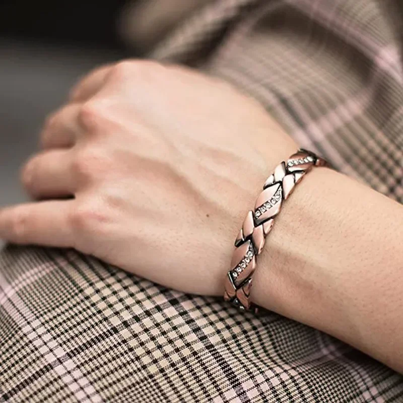 Magnetic Therapy Arthritis Pain Relief Bracelets for Women Magnetic Steel Titanium Health Bracelet with Crystal Fashion Jewelry