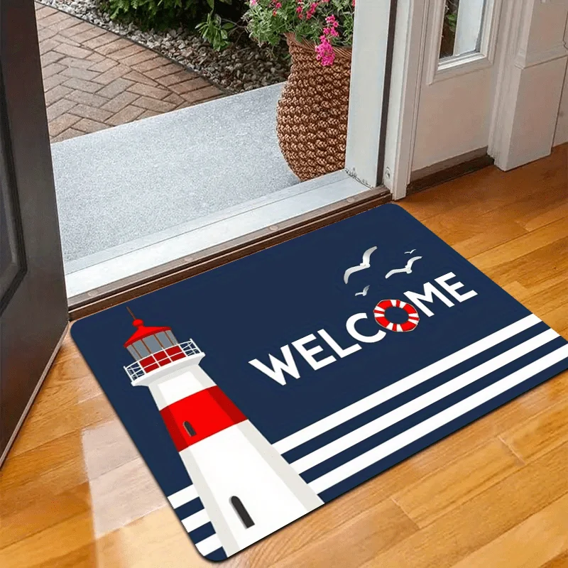 An Ocean-themed Outdoor Mat, Made of Flannel with a Thick Pile and a 0.4-inch Sponge Layer, Weighing 1.28 LB Per Square Meter. Suitable for Patios, RVs