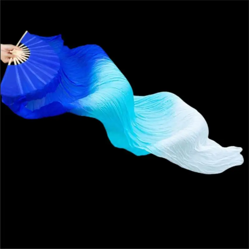 150cm Long Gradient Color Imitation Silk Belly Dance Fans Bamboo For Women Belly Dancing Stage Performance Practice Accessories image 6