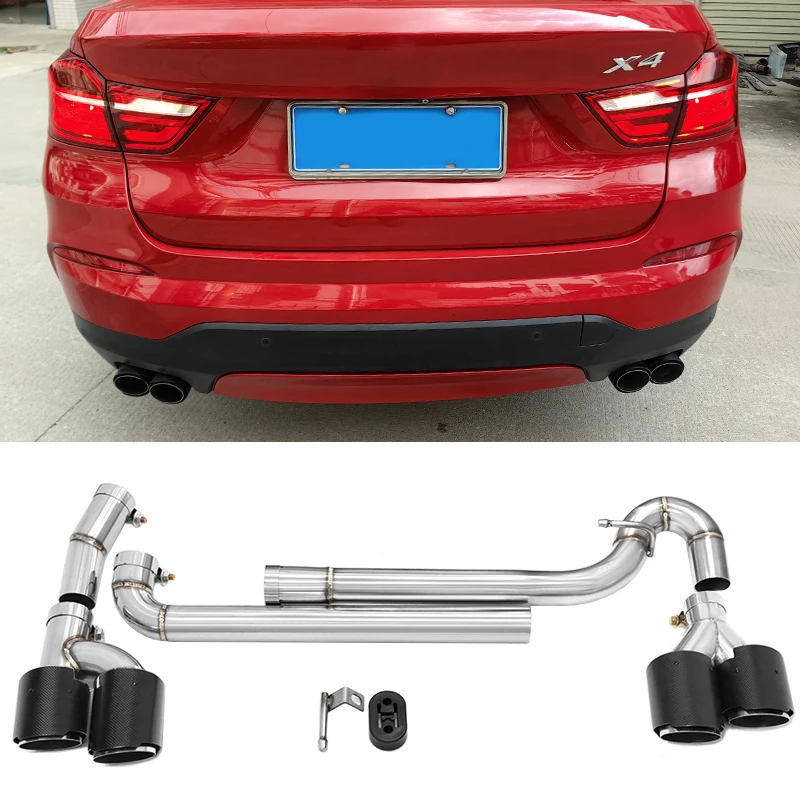 Upgrade Quad Muffler Tips For BMW F25 X3 F26 X4 Left To 4 Out Tailpipe Exhaust Nozzle Stainless Steel Petrol Cars Only